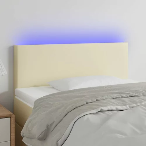 vidaXL LED posteljno vzglavje krem 100x5x78/88 cm umetno usnje