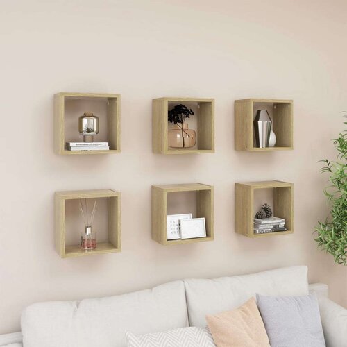  Kockaste zidne police 6 kom boja hrasta sonome 26 x 15 x 26 cm - sonoma hrast 26 x 15 x 26 cm 6 1 Cijene