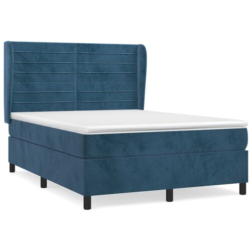 Maison Chic Box spring postelja - Vzmetna postelja z vzmetnico temno modra 140x190cm žamet SL15061, (21883748) Cene
