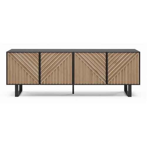 Marckeric Crna/u prirodnoj boji TV komoda u dekoru hrasta 161x55x35 cm Alana – Cijene
