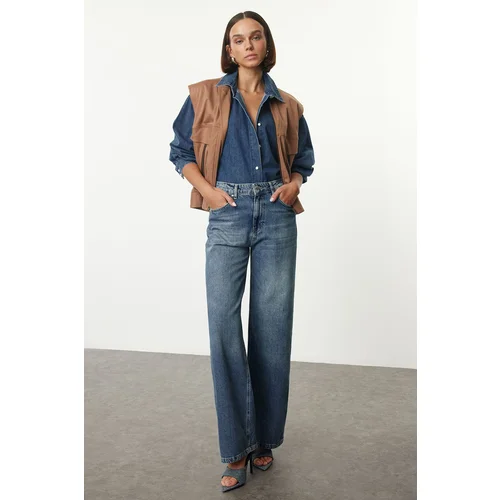 Trendyol Blue Normal Waist Wide Leg Jeans