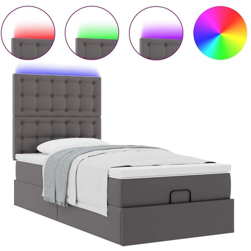 VidaXL otomanski okvir kreveta s madracem sivi 100x200cm umjetna koža Slike