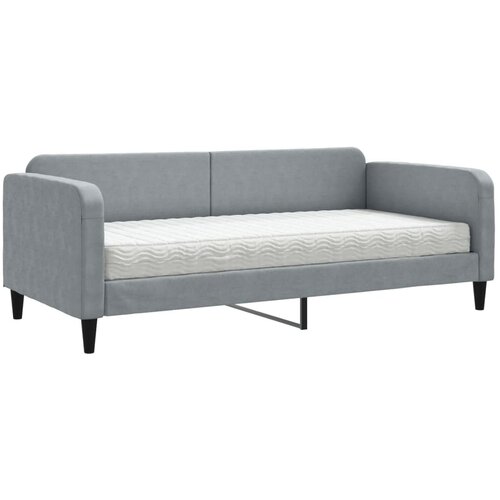  Dnevni krevet s madracem svjetlosivi 90 x 200 cm od tkanine Slike