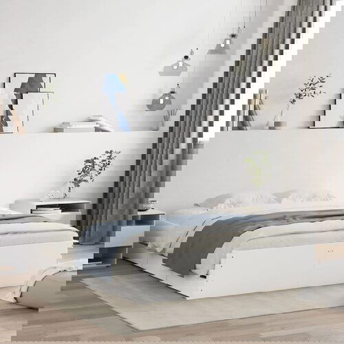 VidaXL Okvir za krevet s ladicama bijela 140x200 cm konstruirano drvo Slike