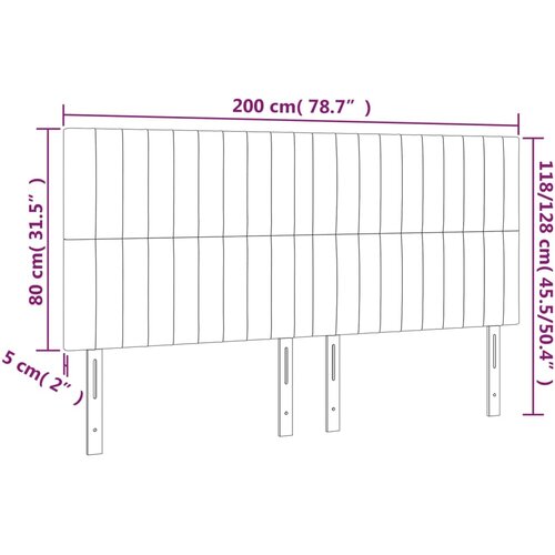  LED uzglavlje smeđesivo 200x5x118/128 cm od tkanine Slike