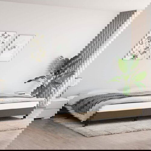 The Living Store Posteljni okvir brez vzmetnice temno rjav 200x200 cm blago - Posteljni Okvir, (21523556) Slike