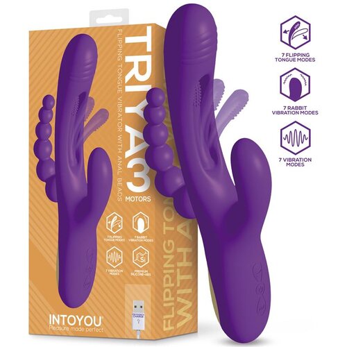 INTOYOU Triya Vibe with Flipping Tongue &amp;amp; Anal Beads Purple Slike