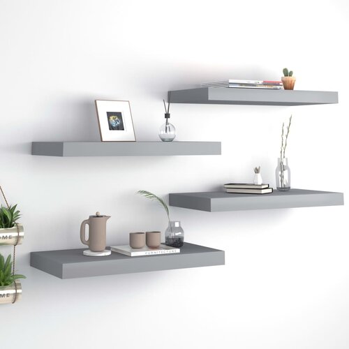 vidaXL Stenske police 4 kosi sive 50x23x3,8 cm MDF Cene