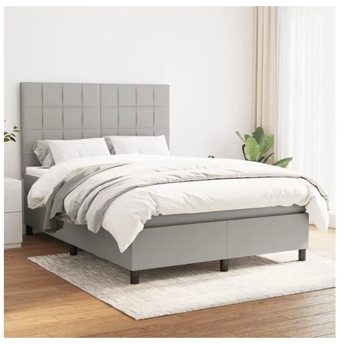vidaXL Box spring postelja z vzmetnico svetlo siva 140x200 c