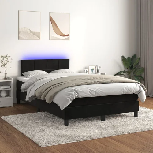  box spring s madracem LED crni 120 x 200 cm baršun