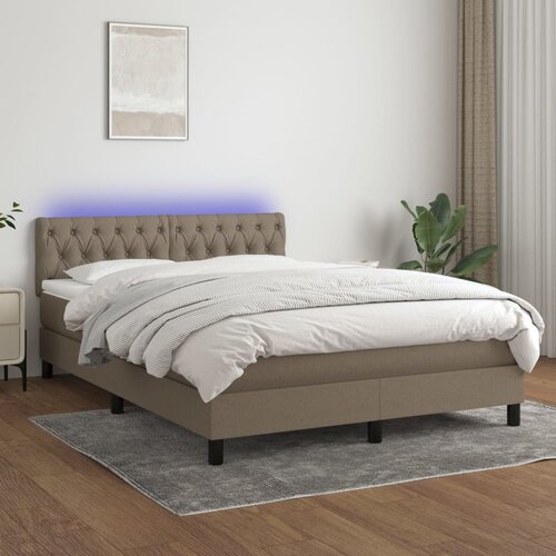 The Living Store Box spring postelja z vzmetnico LED taupe 140x200 cm blago - Box Spring Postelja, (21518625) Cene