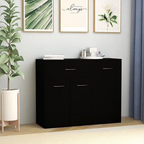 VidaXL Komoda crna 88 x 30 x 70 cm od konstruiranog drva Slike