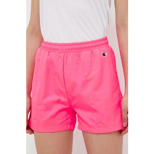 Champion Kratke hlače za žene, boja: ružičasta, glatki materijal, visoki struk