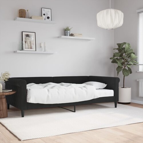 VidaXL Dnevna postelja z vzmetnico črna 100x200 cm žamet Slike