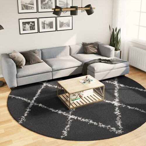 vidaXL Košata preproga moderna črna in krem Ø 280 cm Cene