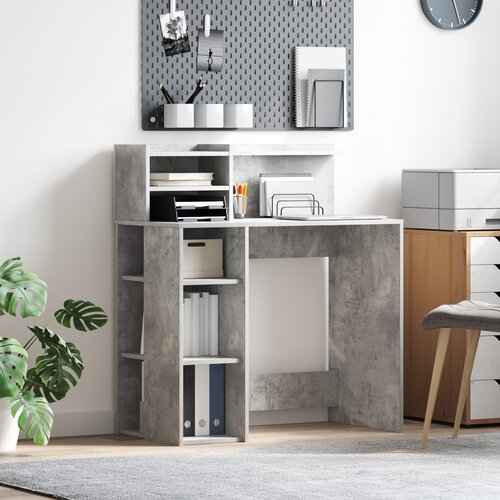 vidaXL Stol s policom Betonski sivi 90x48x101.5 cm Konstruirano drvo Cijene