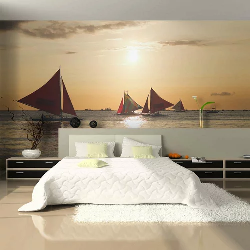  tapeta - sailing boats - sunset 350x270