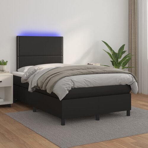  Krevet box spring s madracem LED crni 120x200cm od umjetne kože Cene