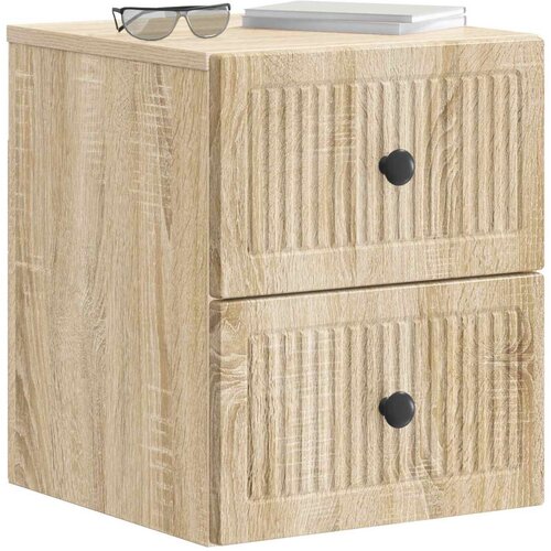  Noćni ormarić za montažu na zid s ladicama 2 pcs Hrast sonoma Slike