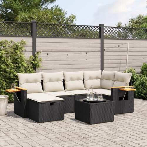 vidaXL 7-dijelni set vrtnih sofa od poliratana s jastucima crni Cijene