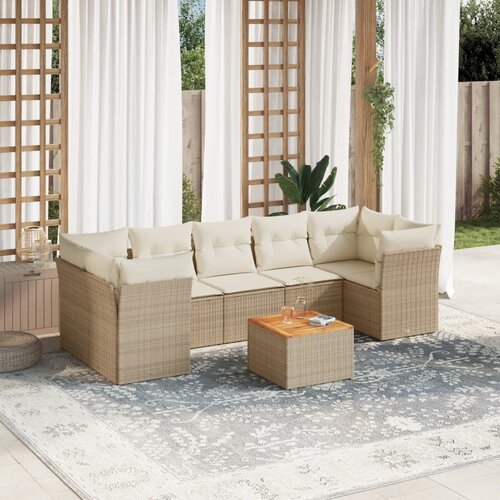 vidaXL 8-dijelni set vrtnih sofa od poliratana s jastucima bež Cijene