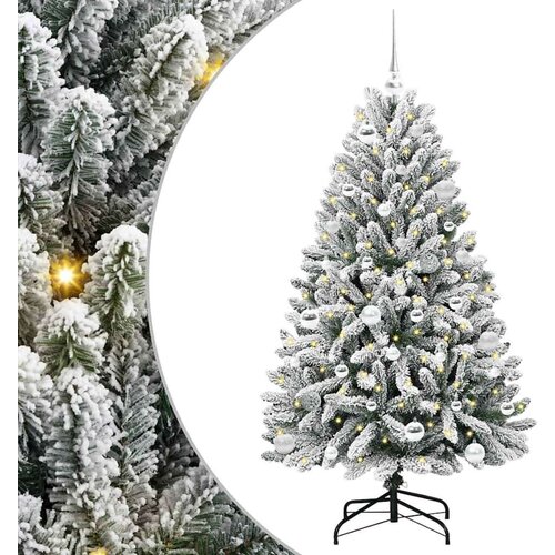 VidaXL Umjetno božićno drvce Zelena i bijela 150 cm PVC i metal Slike