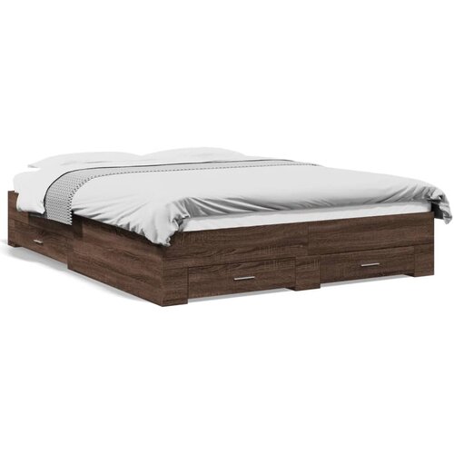 vidaXL Okvir za krevet s ladicama smeđa boja hrasta 160x200 cm drveni Cijene