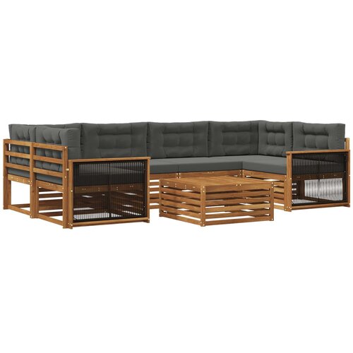 vidaXL Zunanja garnitura za sedenje 7 pcs Naravna in antracitna, (5000282101) Cene
