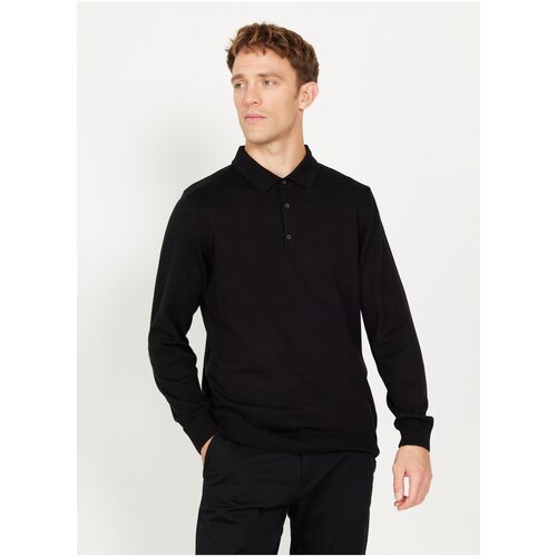 ALTINYILDIZ CLASSICS Polo Neck Men's Standard Black Sweater 4A4924100059 Slike