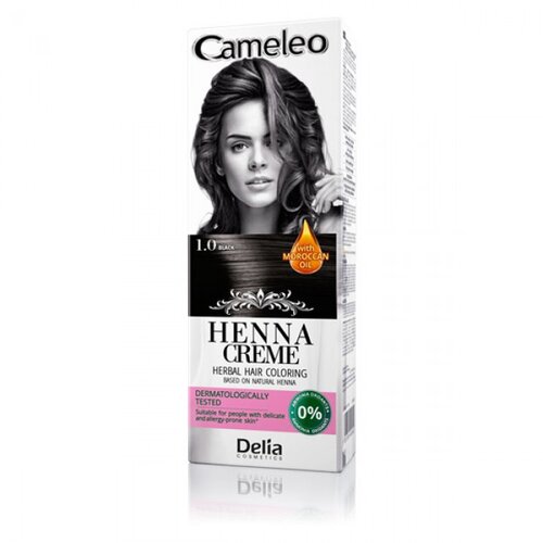 Delia Farba za kosu bez amonijaka, na bazi prirodne kane (Hene) CAMELEO 1.0 - Crna 75g Slike