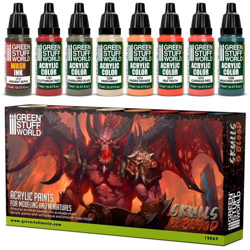 Green Stuff World Paint Set - Skulls & Blood | Set Akrilnih Boja x8 Cene