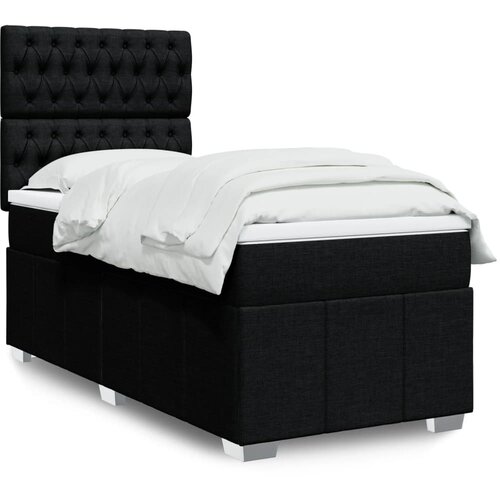 vidaXL Box spring postelja z vzmetnico črna 90x200 cm blago Cene