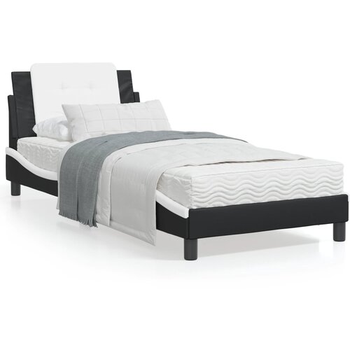 VidaXL Okvir za krevet s uzglavljem crno-bijeli 100x200cm umjetna koža Slike