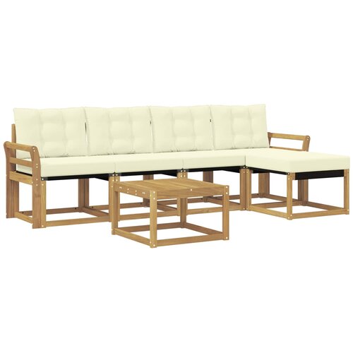 vidaXL Zunanja garnitura za sedenje z blazino 6 pcs Bela in krem, (5000280423) Cene