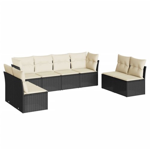  8-dijelni set vrtnih sofa od poliratana s jastucima crni Crna 62 x 62 x 69 cm Slike