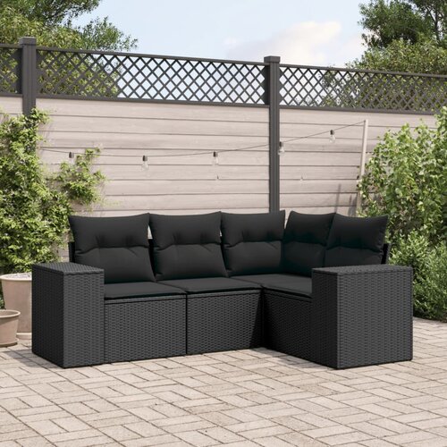  4-dijelni set vrtnih sofa od poliratana s jastucima crni Cijene