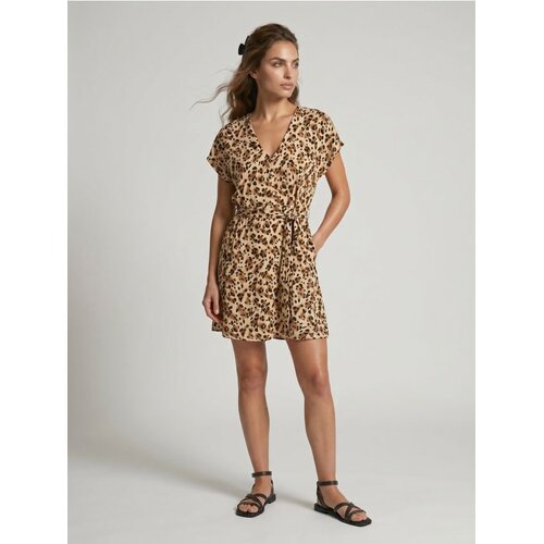 Sinsay Viskozna mini haljina s pojasom s leopard uzorkom Slike