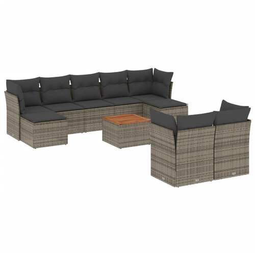 Maison Chic Seti vrtnega pohištva - Vrtna garnitura - Vrtni pohištvo set 10-delna z blazinami siv poli ratan, (21815383) Cene