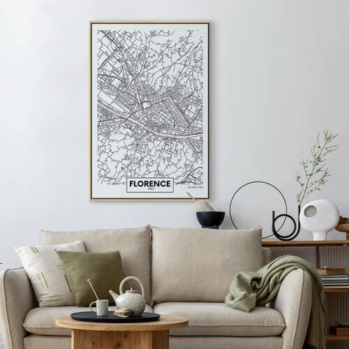  Slika - Florence Map (1 Part) Vertical 40x60 U prirodnom drvenom okviru Slike