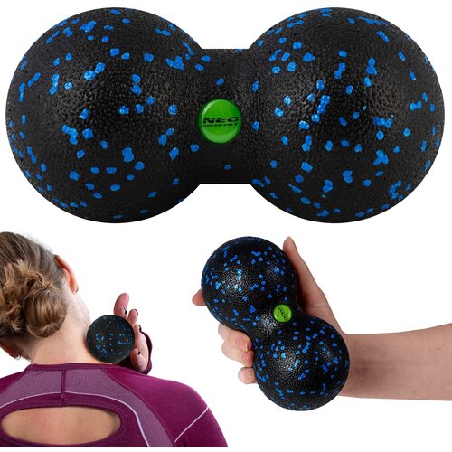 Neo-Sport Double Massage and Fitness Ball NS-966 - Black and Blue for Optimal Muscle Relief, (21740486) Cene