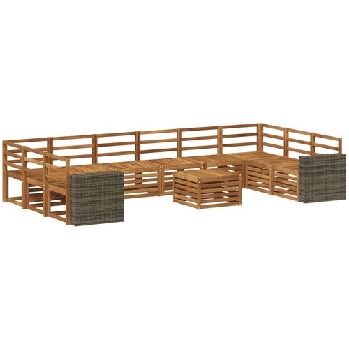 vidaXL Zunanja garnitura za sedenje 11 pcs Naravna Masiven les akacije, (5000281045) Cene