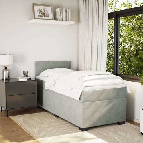 VidaXL Box spring krevet s madracem svjetlosivi 90x190 cm bar&amp;scaron;unasti Slike