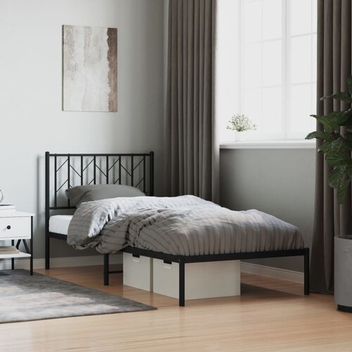  Metalni okvir za krevet s uzglavljem crni 90x190 cm Cijene