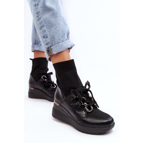 Boto Women's Wedge Boots with Sock Black Helladina Cene