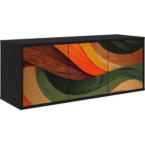 vidaXL TV ormar za montažu na zid BONN 102 x 33 x 40 cm Crni hrast - Crni hrast Retro valni uzorak Cijene