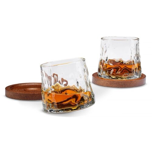  Vrtljivi kozarci za whisky z lesenimi podstavki (2 kosa) Slike