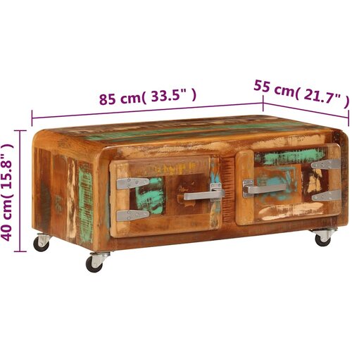  Stolić za kavu od masivnog obnovljenog drva 85 x 55 x 40 cm Slike