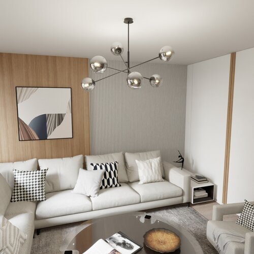  Luster na &amp;scaron;ipci LINEAR 6xE14/10W/230V crna/siva Slike