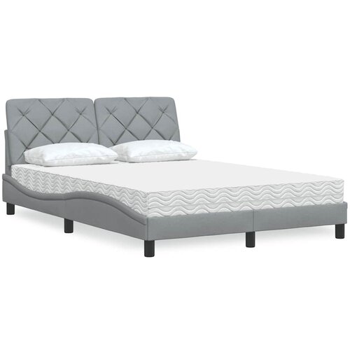 VidaXL Krevet s madracem svjetlosivi 140x200 cm od tkanine Slike