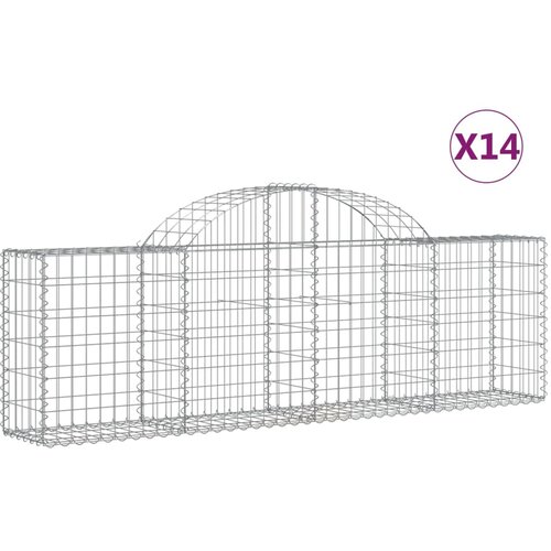 vidaXL Obokana gabionska košara 14 kosov 200x30x60/80cm cinkano železo, (20798891) Cene